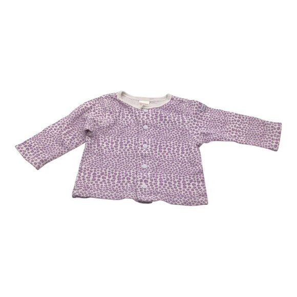 Old Navy Baby Girl Purple Leopard Print Sweater 3-6M Snap Button Closure Cotton - Picture 1 of 11